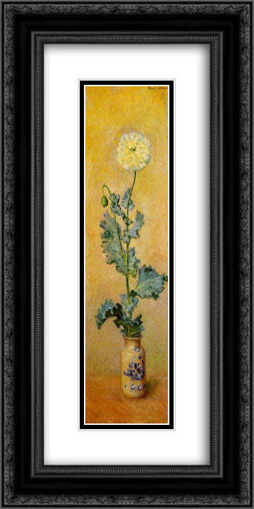 White Poppy 12x24 Black Ornate Wood Framed Art Print Poster with Double Matting by Monet, Claude
