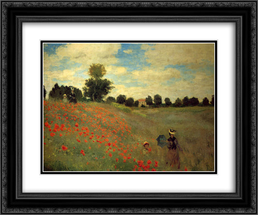 Wild Poppies, near Argenteuil 24x20 Black Ornate Wood Framed Art Print Poster with Double Matting by Monet, Claude