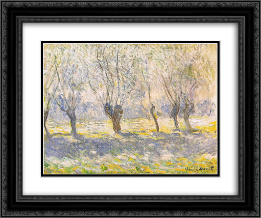 Willows, Giverny 24x20 Black Ornate Wood Framed Art Print Poster with Double Matting by Monet, Claude