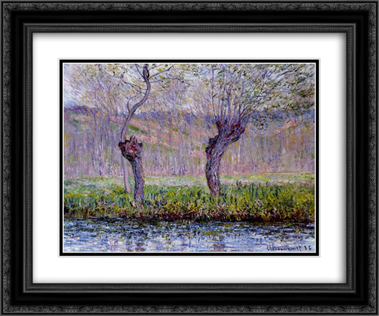 Willows in Springtime 24x20 Black Ornate Wood Framed Art Print Poster with Double Matting by Monet, Claude