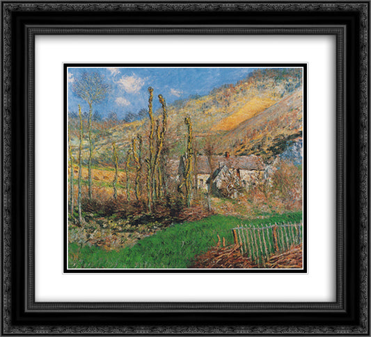 Winter Landscape at the Val de Falaise 22x20 Black Ornate Wood Framed Art Print Poster with Double Matting by Monet, Claude