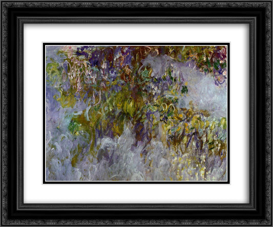 Wisteria (left half) 24x20 Black Ornate Wood Framed Art Print Poster with Double Matting by Monet, Claude