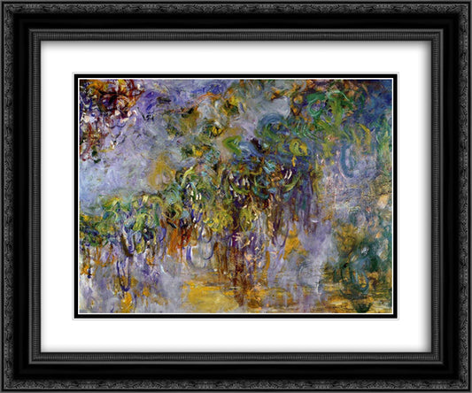 Wisteria (right half) 24x20 Black Ornate Wood Framed Art Print Poster with Double Matting by Monet, Claude