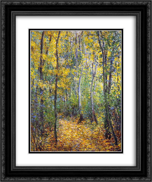Wood Lane 20x24 Black Ornate Wood Framed Art Print Poster with Double Matting by Monet, Claude