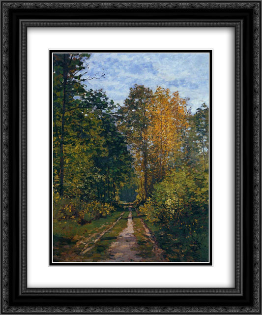 Wooded Path 20x24 Black Ornate Wood Framed Art Print Poster with Double Matting by Monet, Claude