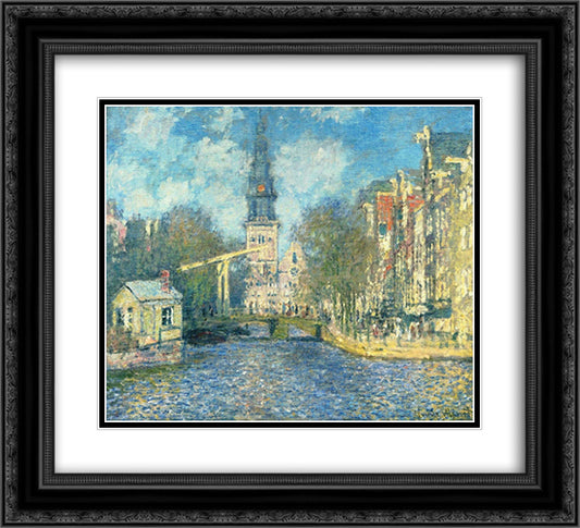 Zuiderkerk in Amsterdam 22x20 Black Ornate Wood Framed Art Print Poster with Double Matting by Monet, Claude