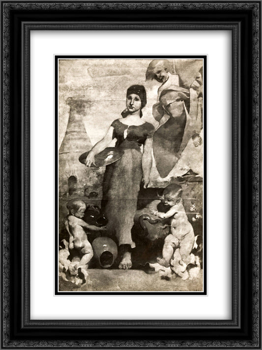 Allegory of Ceramic Painting 18x24 Black Ornate Wood Framed Art Print Poster with Double Matting by Bordalo Pinheiro, Columbano