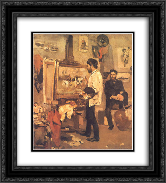 Columbano Bordalo Pinheiro in Atelier 20x22 Black Ornate Wood Framed Art Print Poster with Double Matting by Bordalo Pinheiro, Columbano