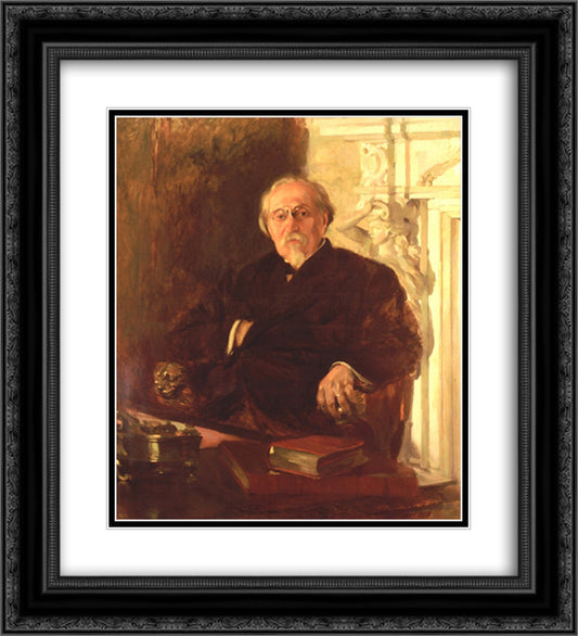 Manuel de Arriaga 20x22 Black Ornate Wood Framed Art Print Poster with Double Matting by Bordalo Pinheiro, Columbano