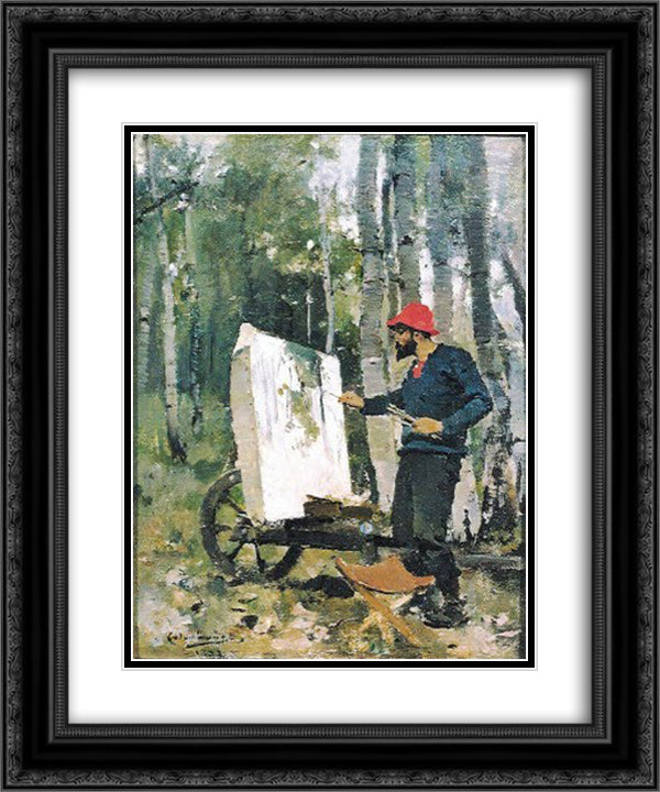 Portrait Of Arthur Loureiro 20x24 Black Ornate Wood Framed Art Print Poster with Double Matting by Bordalo Pinheiro, Columbano