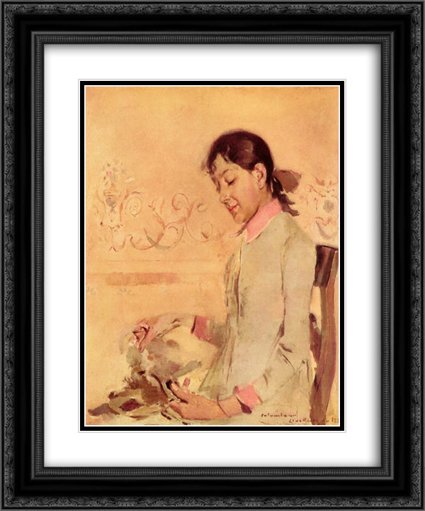 Retrato de Helena Bordalo Pinheiro 20x24 Black Ornate Wood Framed Art Print Poster with Double Matting by Bordalo Pinheiro, Columbano