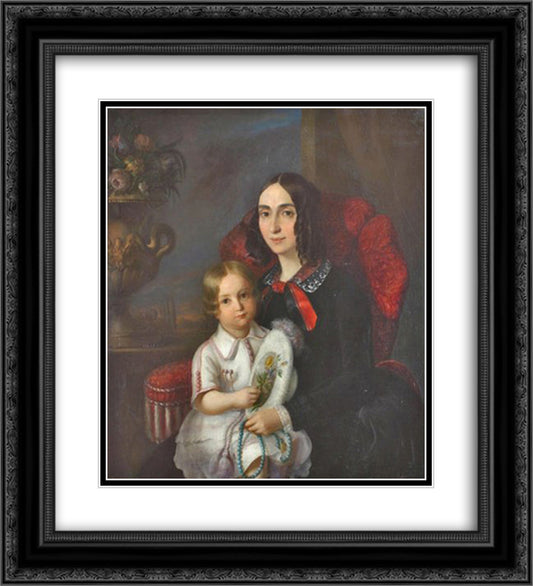 Anica Manu with her child 20x22 Black Ornate Wood Framed Art Print Poster with Double Matting by Rosenthal, Constantin Daniel