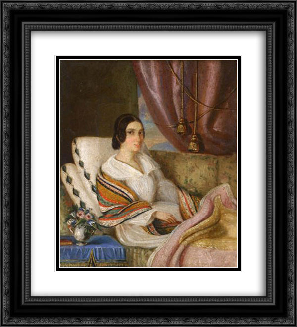 Convalescence 20x22 Black Ornate Wood Framed Art Print Poster with Double Matting by Rosenthal, Constantin Daniel