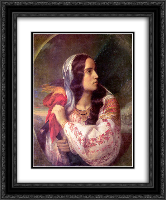 Revolutionary Romania 20x24 Black Ornate Wood Framed Art Print Poster with Double Matting by Rosenthal, Constantin Daniel