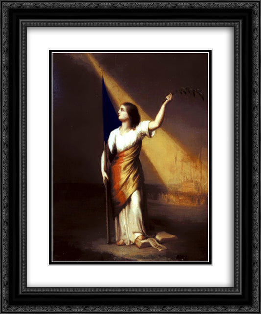 Romania Breaking off Her Chains on the Field of Liberty 20x24 Black Ornate Wood Framed Art Print Poster with Double Matting by Rosenthal, Constantin Daniel