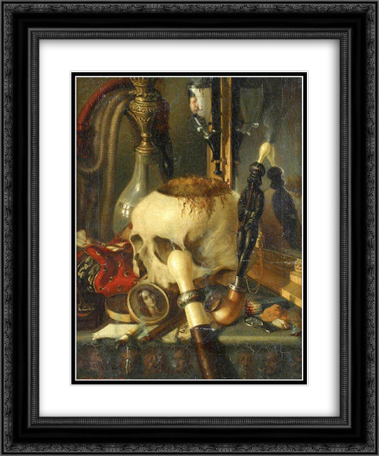 Vanitas 20x24 Black Ornate Wood Framed Art Print Poster with Double Matting by Rosenthal, Constantin Daniel