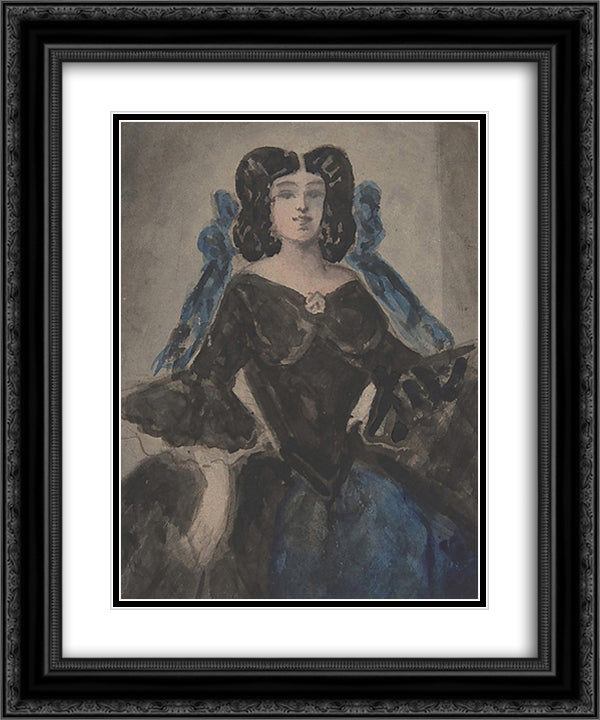 Portrait of a Lady 20x24 Black Ornate Wood Framed Art Print Poster with Double Matting by Guys, Constantin