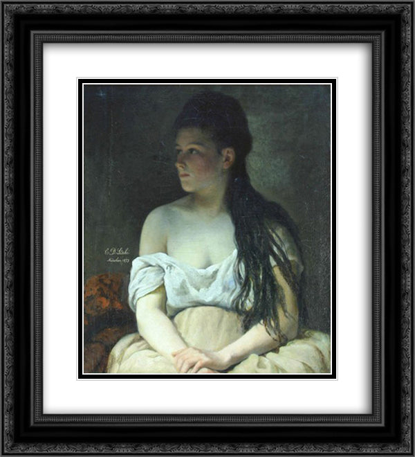 Portrait of a Girl 20x22 Black Ornate Wood Framed Art Print Poster with Double Matting by Stahi, Constantin
