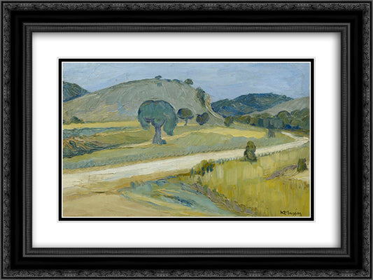 Attica Landscape 24x18 Black Ornate Wood Framed Art Print Poster with Double Matting by Maleas, Constantine