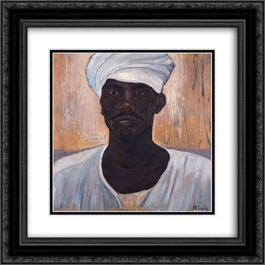 Black Man 20x20 Black Ornate Wood Framed Art Print Poster with Double Matting by Maleas, Constantine