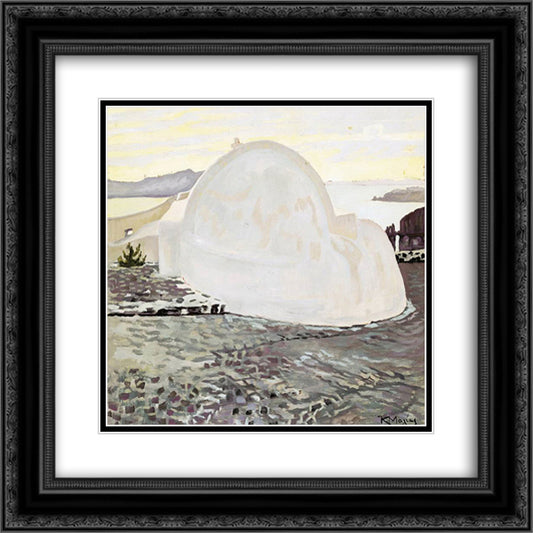 Church at Santorini 20x20 Black Ornate Wood Framed Art Print Poster with Double Matting by Maleas, Constantine