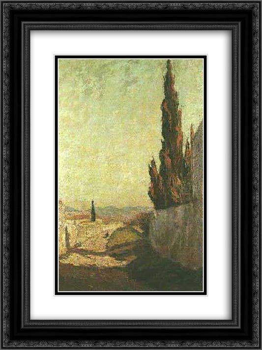 Cypress 18x24 Black Ornate Wood Framed Art Print Poster with Double Matting by Maleas, Constantine