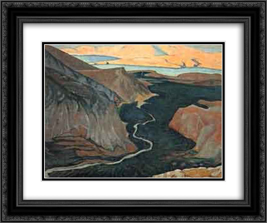 Delphi 24x20 Black Ornate Wood Framed Art Print Poster with Double Matting by Maleas, Constantine