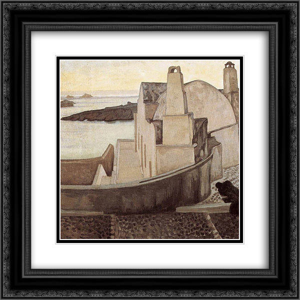 House at Santorini 20x20 Black Ornate Wood Framed Art Print Poster with Double Matting by Maleas, Constantine