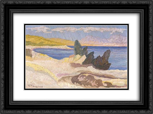 Landscape of Attica 24x18 Black Ornate Wood Framed Art Print Poster with Double Matting by Maleas, Constantine