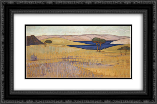 Lavrio Landscape 24x16 Black Ornate Wood Framed Art Print Poster with Double Matting by Maleas, Constantine