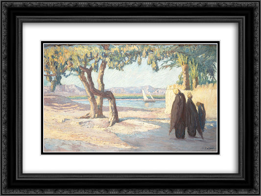 Nile Landscape 24x18 Black Ornate Wood Framed Art Print Poster with Double Matting by Maleas, Constantine