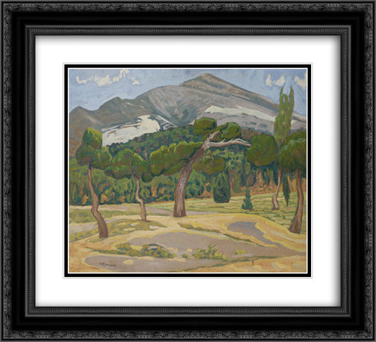 Penteli Landscape 22x20 Black Ornate Wood Framed Art Print Poster with Double Matting by Maleas, Constantine