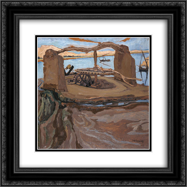 The Old Well 20x20 Black Ornate Wood Framed Art Print Poster with Double Matting by Maleas, Constantine