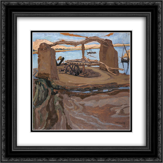 The Old Well 20x20 Black Ornate Wood Framed Art Print Poster with Double Matting by Maleas, Constantine