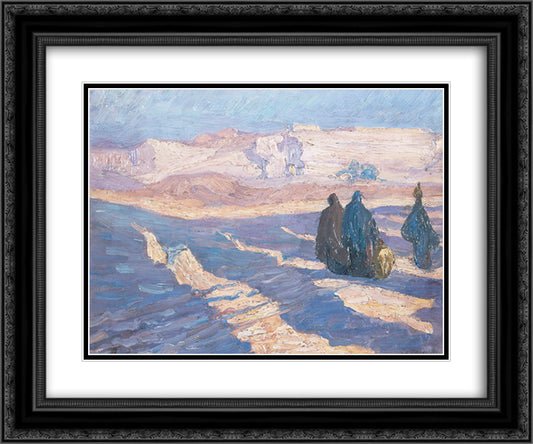 Three Egyptian Women 24x20 Black Ornate Wood Framed Art Print Poster with Double Matting by Maleas, Constantine
