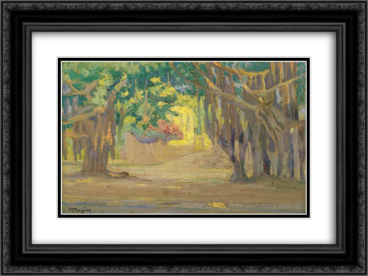 Trees at Cairo 24x18 Black Ornate Wood Framed Art Print Poster with Double Matting by Maleas, Constantine