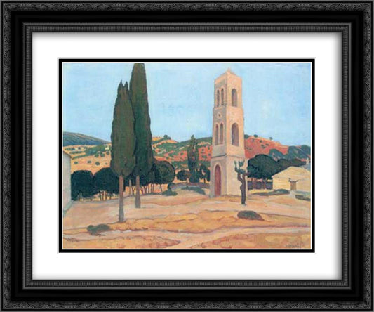 View of Aitoliko 24x20 Black Ornate Wood Framed Art Print Poster with Double Matting by Maleas, Constantine