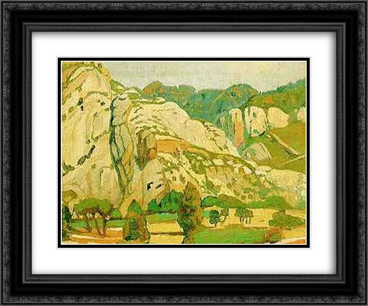 View of Kalavryta 24x20 Black Ornate Wood Framed Art Print Poster with Double Matting by Maleas, Constantine