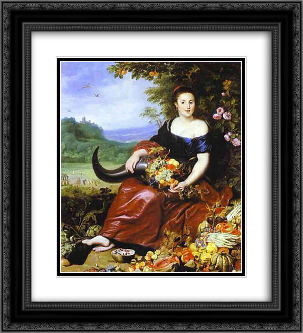 Allegory of Earth 20x22 Black Ornate Wood Framed Art Print Poster with Double Matting by Vos, Cornelis de