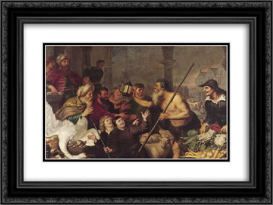 Diogenes searches for a man 24x18 Black Ornate Wood Framed Art Print Poster with Double Matting by Vos, Cornelis de