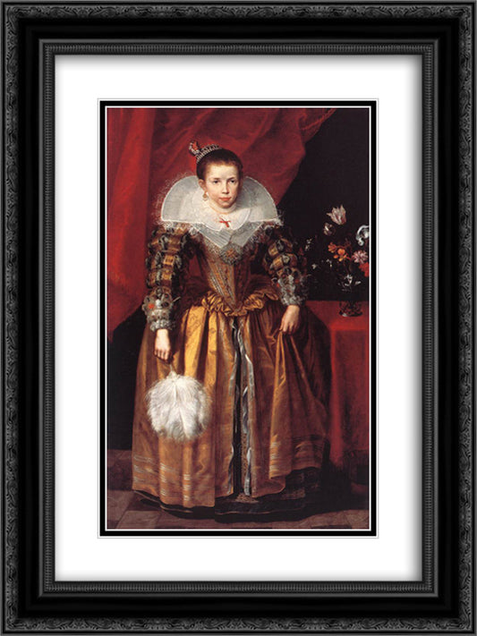 Portrait of a Girl at the Age of 10 18x24 Black Ornate Wood Framed Art Print Poster with Double Matting by Vos, Cornelis de