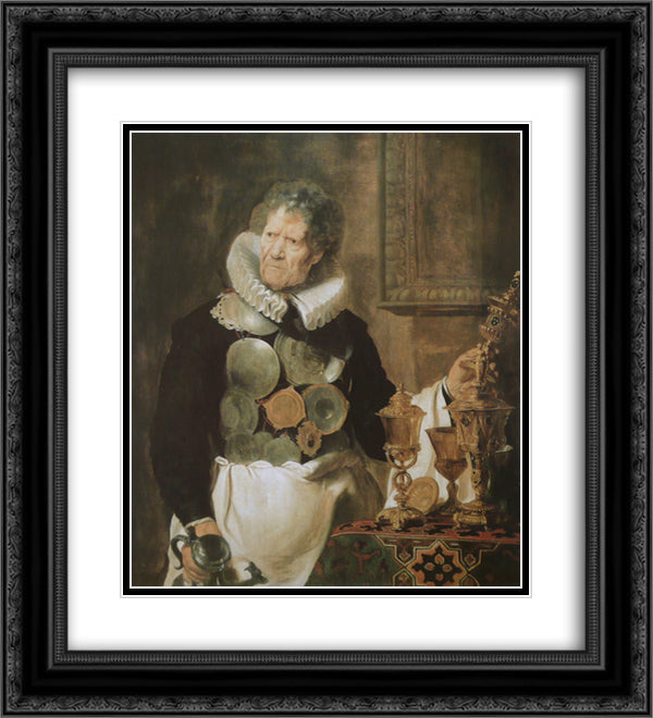 Portrait of Abraham Grapheus 20x22 Black Ornate Wood Framed Art Print Poster with Double Matting by Vos, Cornelis de