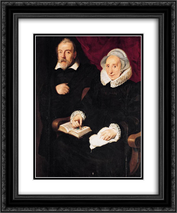 Portrait of Elisabeth Mertens and her Late Husband 20x24 Black Ornate Wood Framed Art Print Poster with Double Matting by Vos, Cornelis de