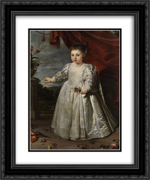 Portrait of the artist's daughter 20x24 Black Ornate Wood Framed Art Print Poster with Double Matting by Vos, Cornelis de