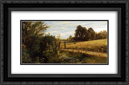 A Country Road 24x16 Black Ornate Wood Framed Art Print Poster with Double Matting by Springer, Cornelis