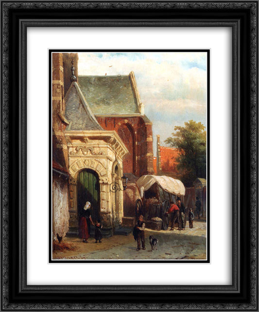A View Of The South Entrance Of The St. Pancras Church, Enkhuizen 20x24 Black Ornate Wood Framed Art Print Poster with Double Matting by Springer, Cornelis