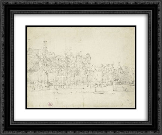 Amstedam 24x20 Black Ornate Wood Framed Art Print Poster with Double Matting by Springer, Cornelis