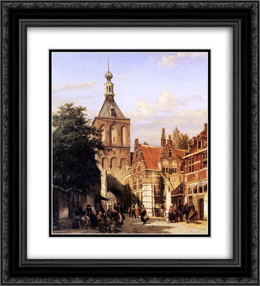 Binnenpoort in Culemborg 20x22 Black Ornate Wood Framed Art Print Poster with Double Matting by Springer, Cornelis