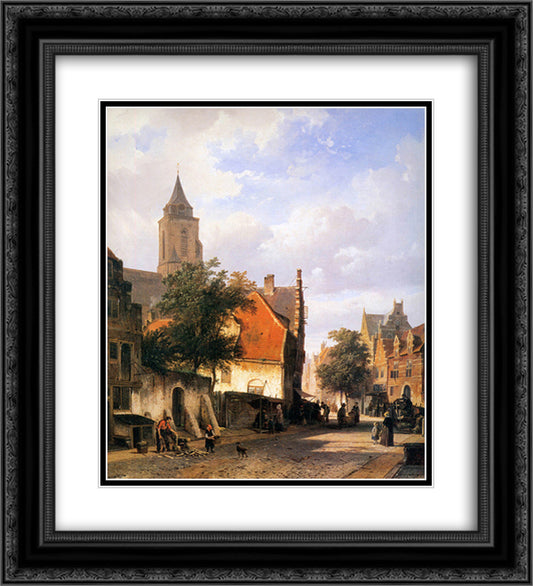 Church in Zaltbommel 20x22 Black Ornate Wood Framed Art Print Poster with Double Matting by Springer, Cornelis