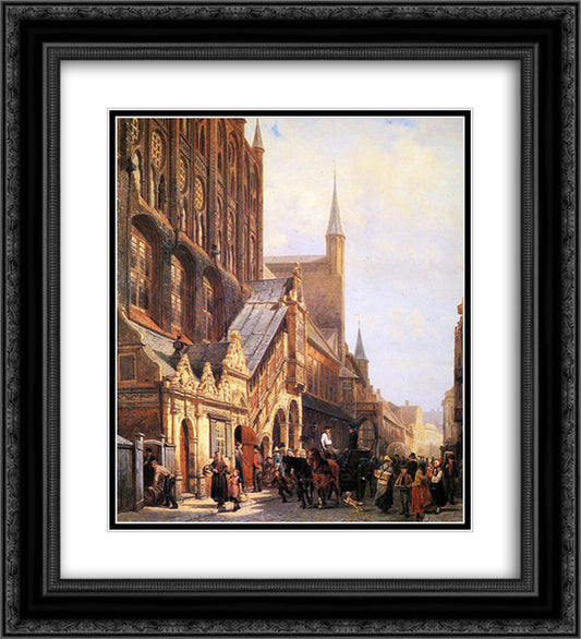 Cityhall in Lbeck 20x22 Black Ornate Wood Framed Art Print Poster with Double Matting by Springer, Cornelis